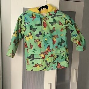 Kids Waterproof Butterfly Raincoat with Hood - Green